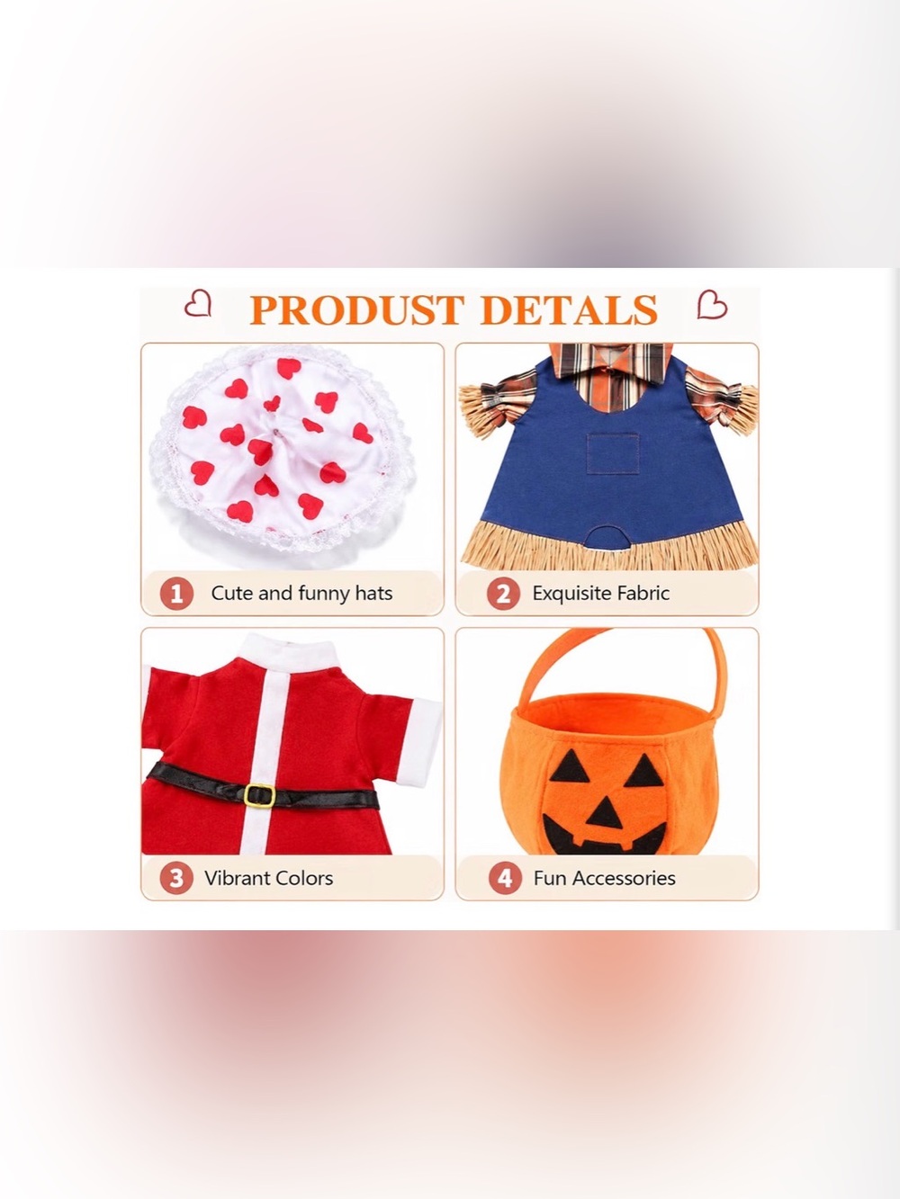 8pc Costume for 23” Porch Goose - Multi-Color Holiday Dress-Up Set NEW - Picture 3 of 6